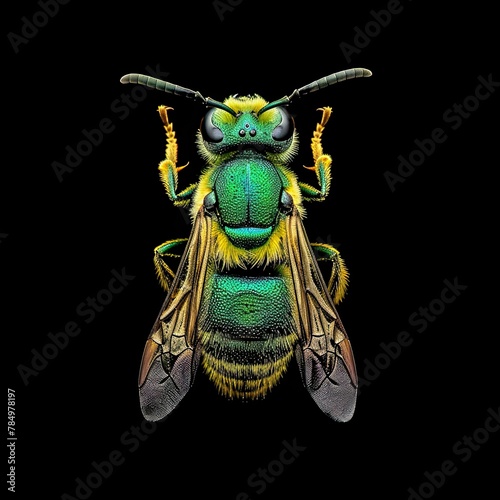 a Sweat Bee on black Background,