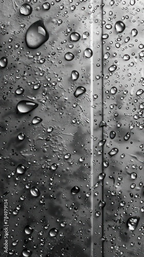 a close-up view of water droplets on a metal surface , creating a unique and artistic pattern