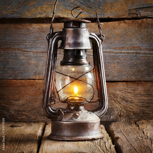 Traditional Lighting: Kerosene Lamp Casting Light on Wood