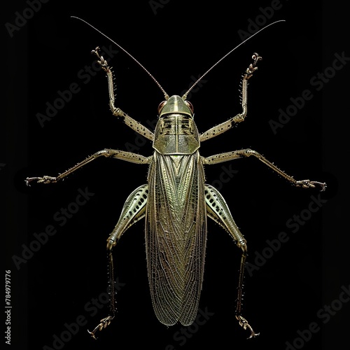 a Woodland Cricket on dark Background, top view, 