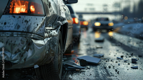 Damaged Cars Parked on Street