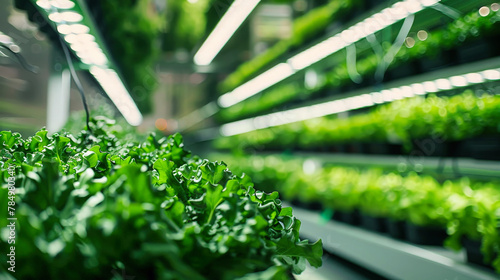 Rows of Lettuce Growing in a Greenhouse © Anoo