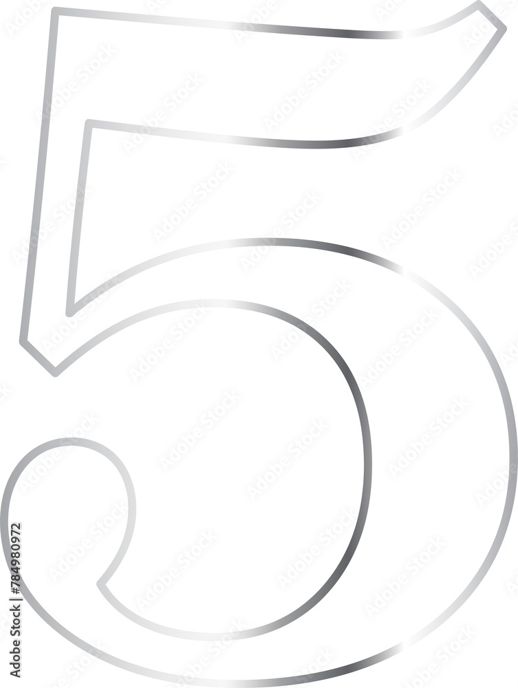 Number 5 with silver outlines Number 5 with silver outlines