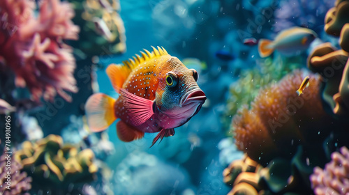 Yellow and Blue Fish Swimming in Coral Reef