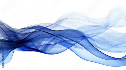 A deep sapphire blue abstract wave background with a white backdrop. © Hamza