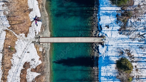 Bridge over a Blue River with snow © Tempaux