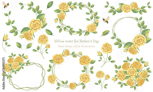 シンプルな黄色い薔薇のあしらいセット