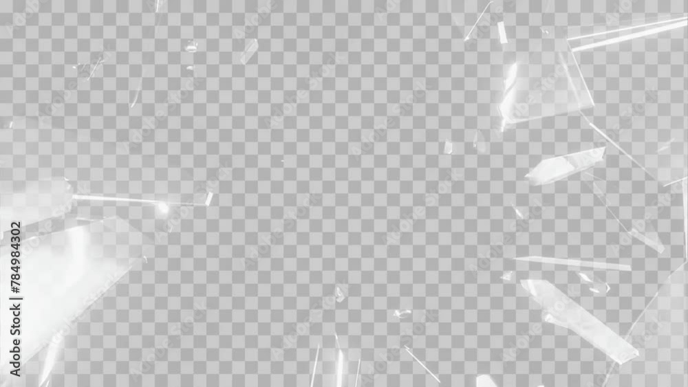 Breaking glass motion graphics. breaking glass on transparent background. Popup design element