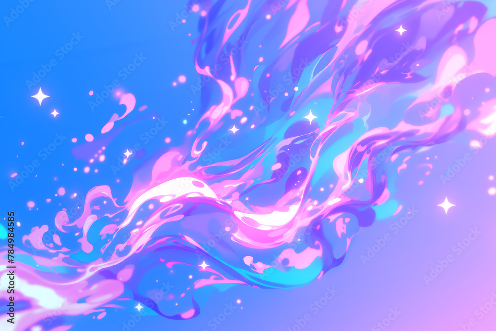 幻想的な流動するネオンカラーの液体