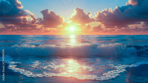Golden Sunset Over Tranquil Ocean