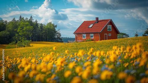 Radiant beauty: sunflower field under a blue sky