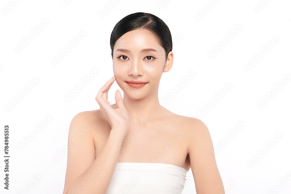 Beautiful young asian woman with clean fresh skin on white background, Face care, Facial treatment, Cosmetology, beauty and spa, Asian women portrait. Beautiful young asian woman with clean fresh skin on white background, Face care, Facial treatment, Cosmetology, beauty and spa, Asian women portrait.