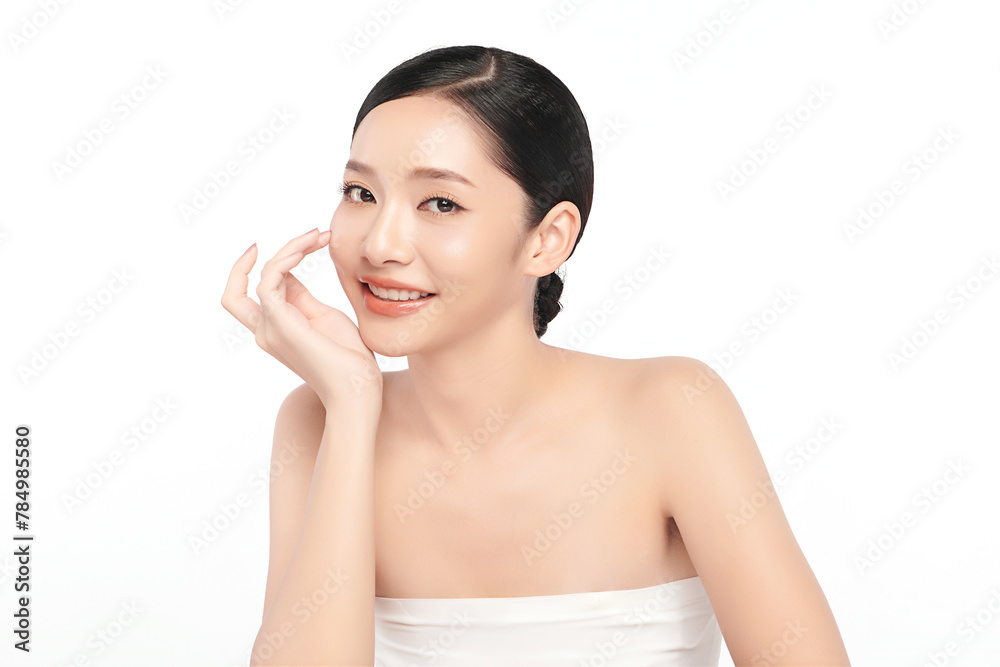 Beautiful young asian woman with clean fresh skin on white background, Face care, Facial treatment, Cosmetology, beauty and spa, Asian women portrait. Beautiful young asian woman with clean fresh skin on white background, Face care, Facial treatment, Cosmetology, beauty and spa, Asian women portrait.