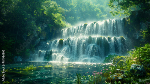 Natural Beauty: Waterfall in pristine wilderness © senadesign