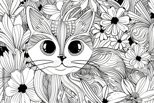 Hand drawn cat zentangle style. Coloring book for kids and adults.For adult and for children antistress coloring page, print, emblem,logo or tattoo,design, decor, T-shirt.