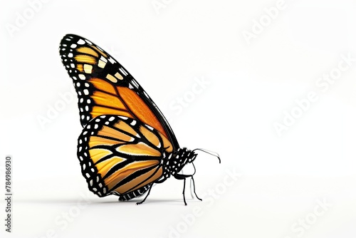 Monarch Butterfly on white background, bliss, Awe-inspiring, Extreme Close-up View,  © Tebha Workspace