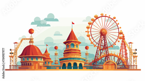 A clockwork amusement park with rides that move 