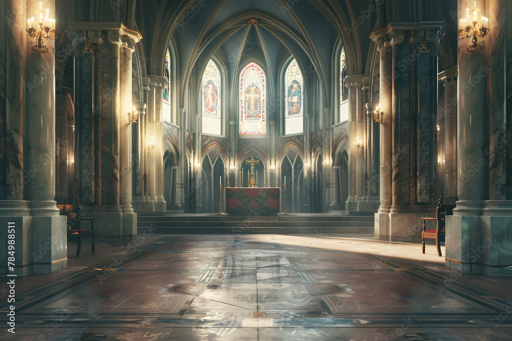 christianity and catholicism background - interior of ancient catholic church