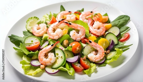 Shrimp-and-vegetable-salad-in-white-plate---Healthy-food-style