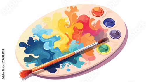 A close-up of a painters palette with blobs