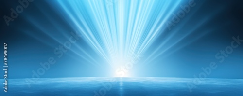 3D rendering of light blue background with spotlight shining down on the center