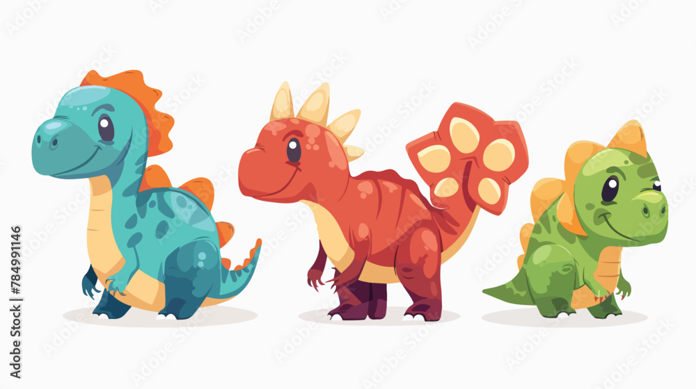 Cartoon dinosaur isolated vector character set. Prehi