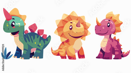 Cartoon dinosaur isolated vector character set. Prehi photo