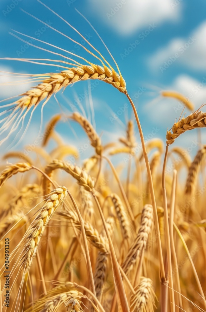 Ears of yellow barley in a field Harvesting period Ears of yellow barley in a field Harvesting period
