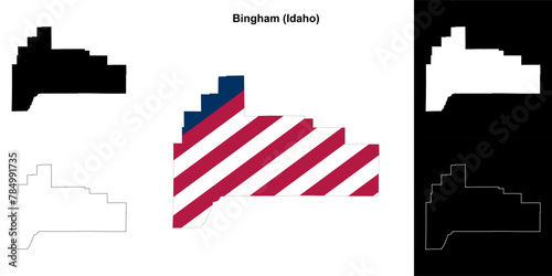 Bingham County (Idaho) outline map set photo