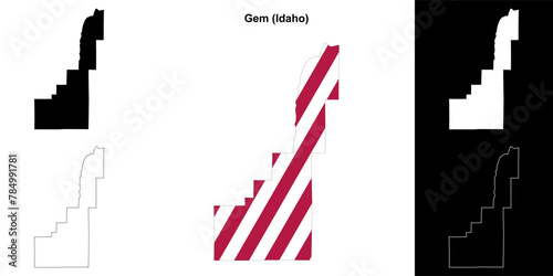 Gem County (Idaho) outline map set
