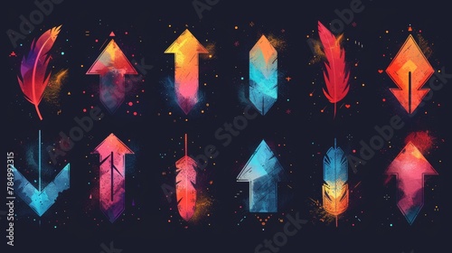 A set of arrow rotations with 3D signs, rotations horizontally and vertically, modern infographic illustration