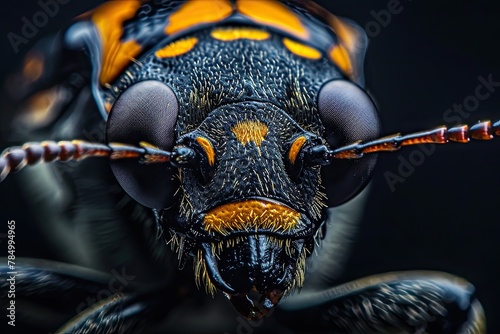 Mystic portrait of Butterfly Beetle in studio, copy space on right side, Headshot, Close-up View,  photo