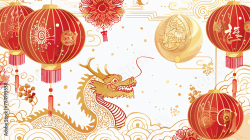 Chinese New Year 2024 card background vector.