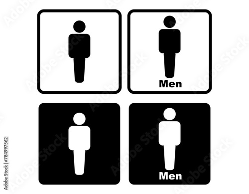 トイレのアイコン　男性　白黒