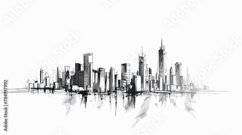 City graphic black white cityscape skyline sketch illustration