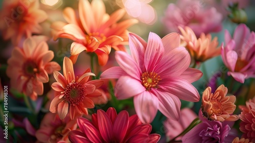 Pink gerbera flowers on bokeh background © wiraphat