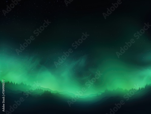Abstract black and green gradient background with blur effect  northern lights. Minimal gradient texture for banner design. Vector illustration