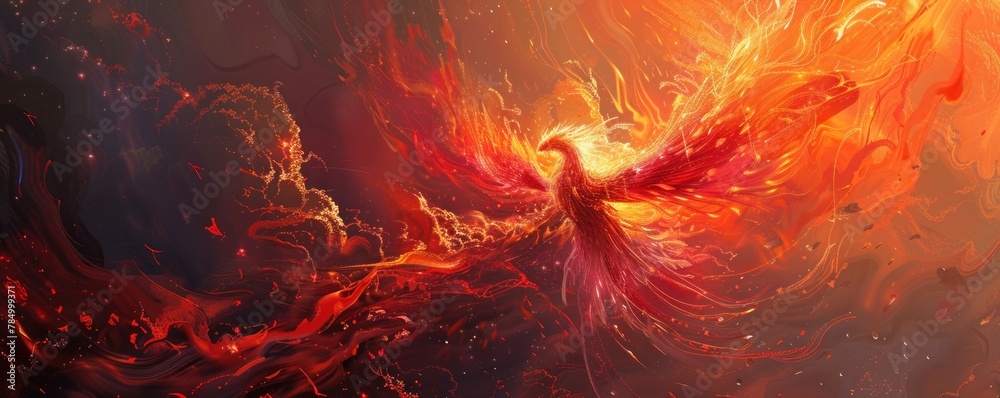 A phoenix rising from the ashes - obrazy, fototapety, plakaty 