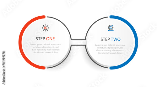 2 step or plan infographic template vector with circle line style 
