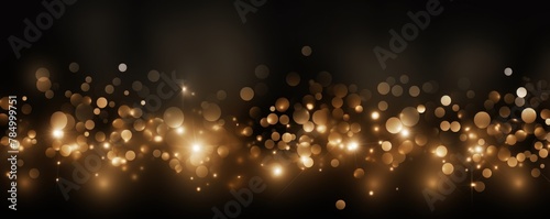 Abstract glowing light beige bokeh on a black background with empty space for product presentation, in the style of vector illustration design 