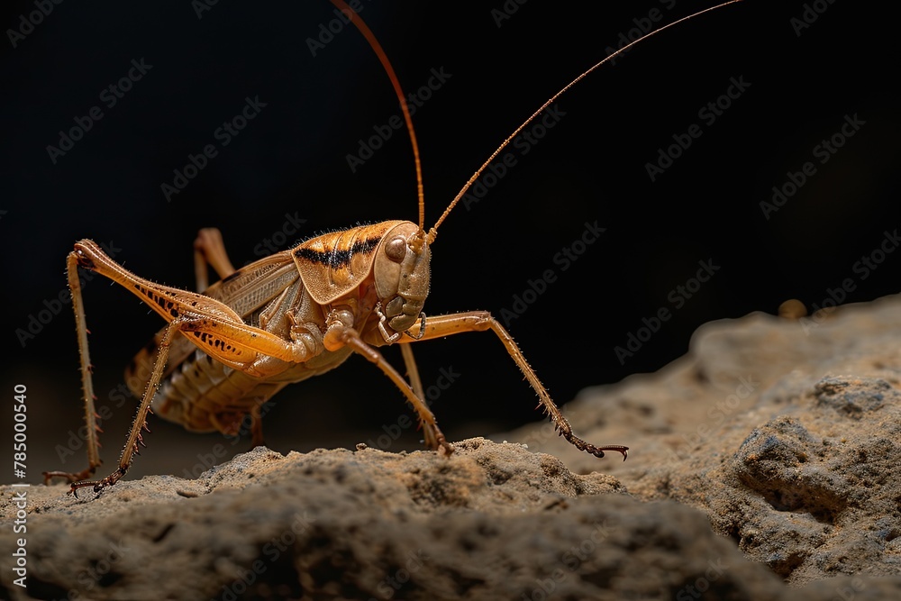 Mystic portrait of Desert Cricket, beside view, full body shot, Close-up View, Mystic portrait of Desert Cricket, beside view, full body shot, Close-up View,