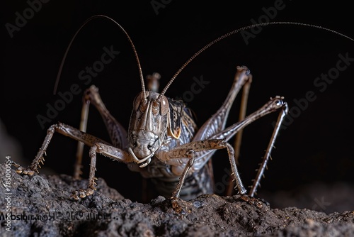 Mystic portrait of Desert Cricket, beside view, full body shot, Close-up View,  © Tebha Workspace