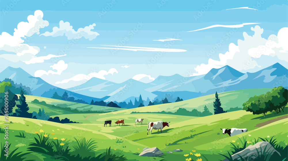 Obraz premium A peaceful countryside scene with rolling hills