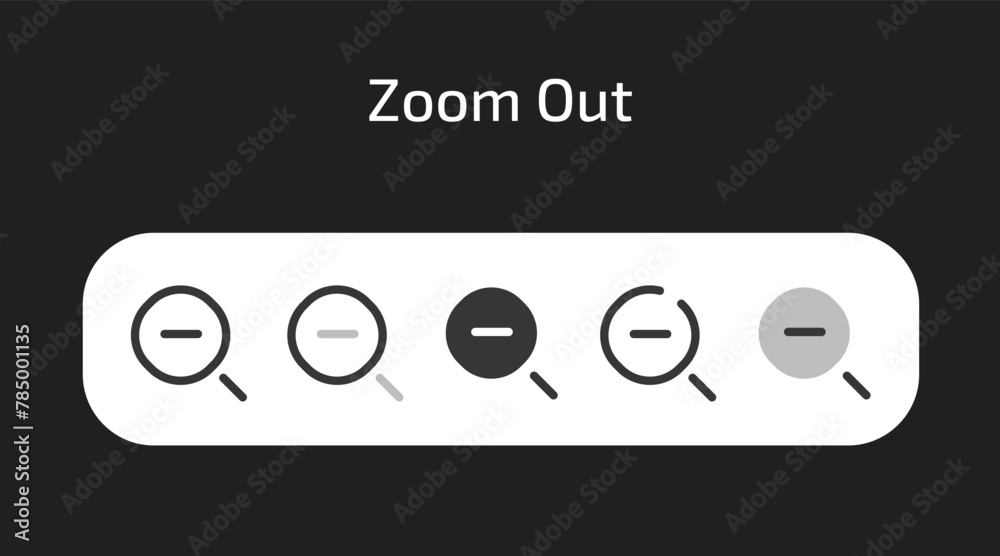 Zoom Out icons in 5 different styles as vector Zoom Out icons in 5 different styles as vector