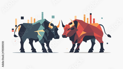 Stock exchange market bulls metaphor. Growing rising 