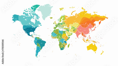 Fototapeta Naklejka Na Ścianę i Meble -  Color world map vector Flat vector isolated on white