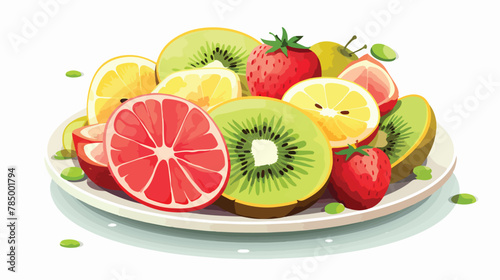 A plate of fresh fruit with slices of pineapple water