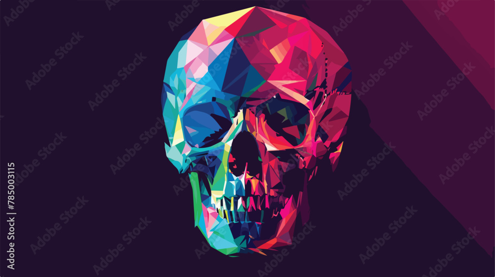 Colorful vector polygonal skull in tribe style isolated - obrazy, fototapety, plakaty 