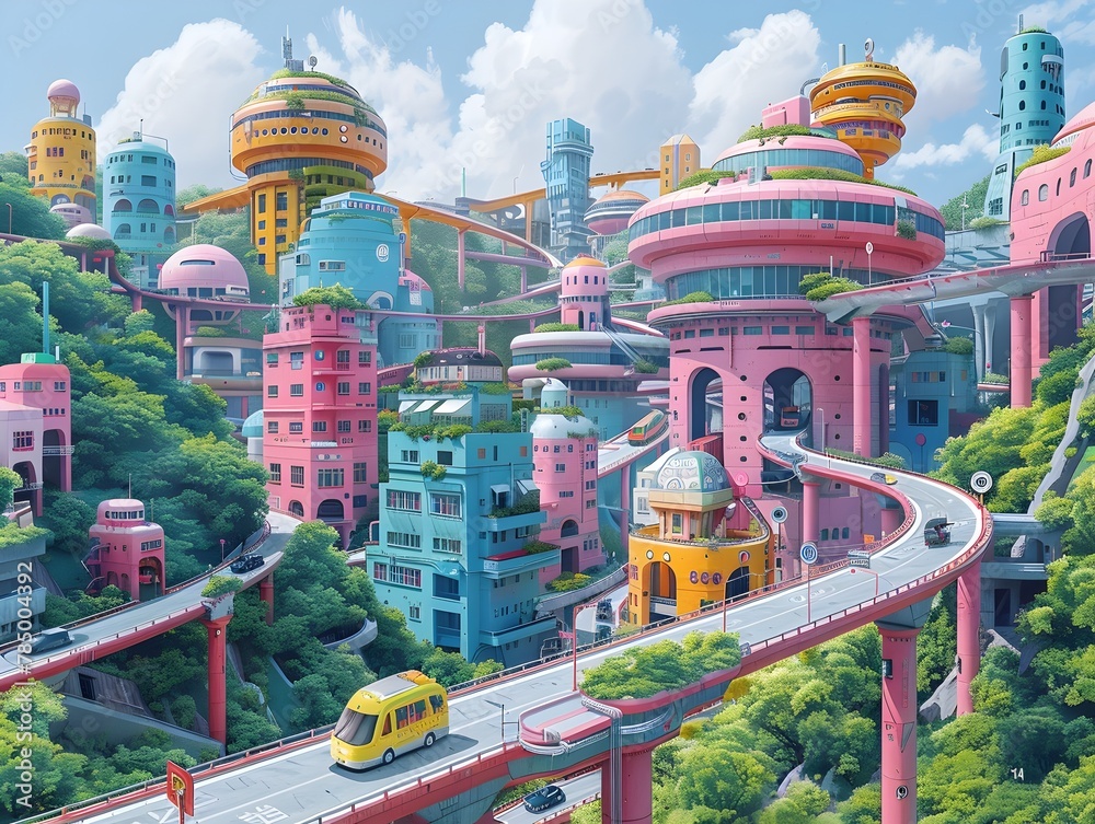 Kawaii Art of Exploring the Transportation Landscape: A Whimsical Journey through Infrastructure and Urban Planning