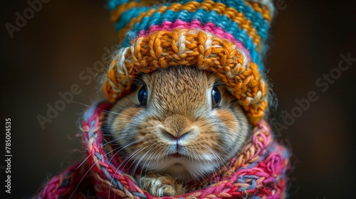 Bunny in winter clothes